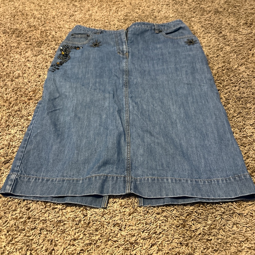 Westbound Blue Pencil Skirt Knee-Length Casual